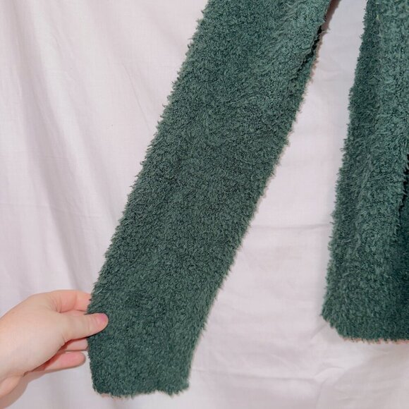 Aerie Green Long Sleeve Fuzzy Sherpa 'All Love' Hooded Pullover Sweater size XS - Picture 2 of 7